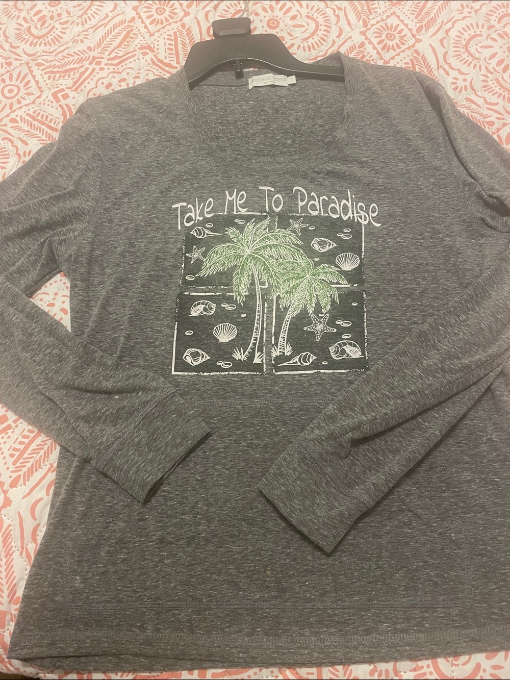 Take Me To Paradise Long Sleeve Tee - Gray